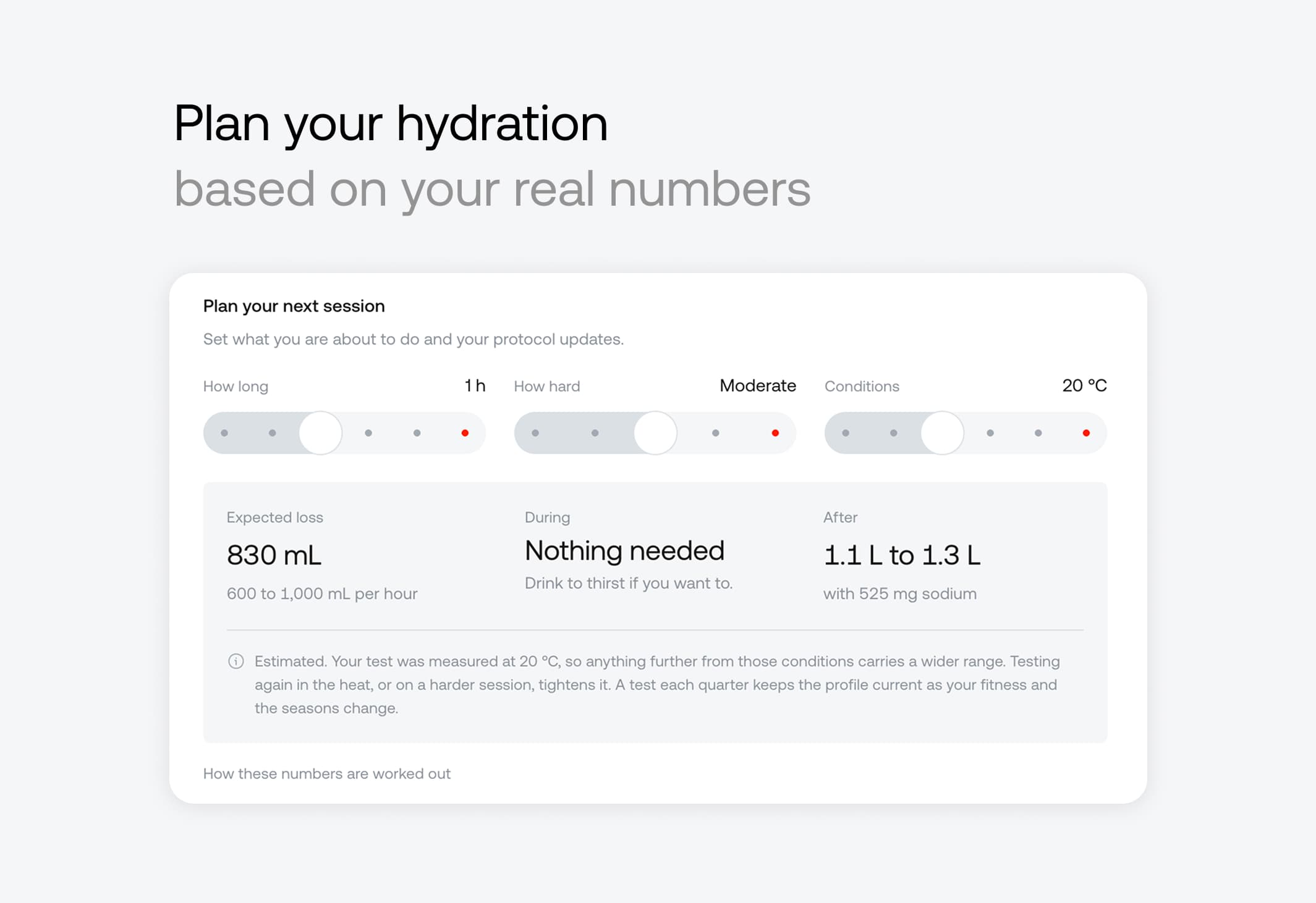 Hydration planner for your next session